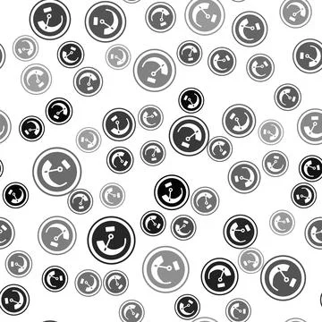 Black Speedometer icon isolated seamless pattern on white background. Vector Stock Illustration