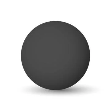 Black sphere, ball or orb. 3D vector object with dropped shadow on white Stockillustratie