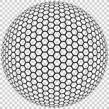 Black sphere hexagon Stock Illustration