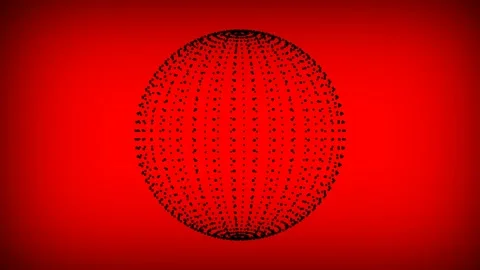 Black sphere rotating on red background. 3d. Seamless loop Stock Footage 146607456