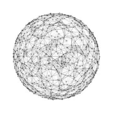 Black sphere shape ball with digital data and network connection triangle lin イラスト素材