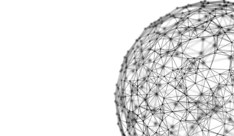 Black sphere shape ball with digital data and network connection triangle lin イラスト素材