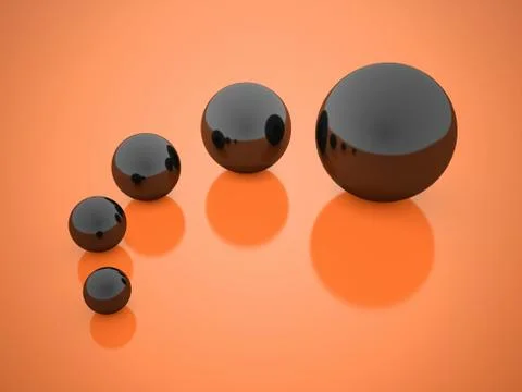 Black spheres on orange background Stock Illustration