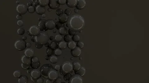 Black spheres of random size on black background Stock Illustration