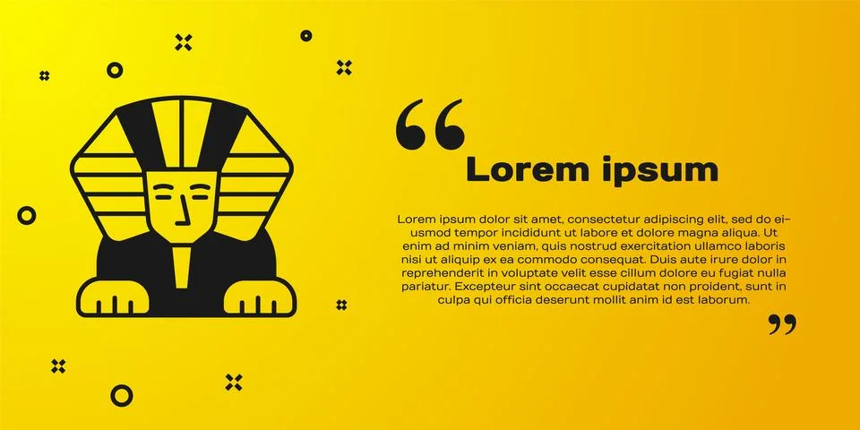 Black Sphinx - mythical creature of ancient Egypt icon isolated on yellow b.. Stock Illustration