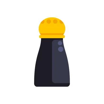 Black spice shaker with yellow cap for seasoning food Stock Illustration