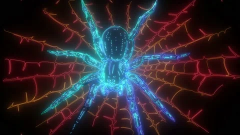 Black spider and torn web. Scary spiderweb of halloween symbol. Stock Footage 140109822