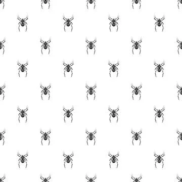 Black spider illustrations creating a seamless pattern Stock Illustration