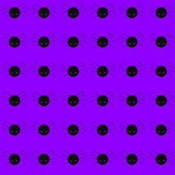 Black Spider Repeating Halloween Pattern on Purple Background Illustrazione stock