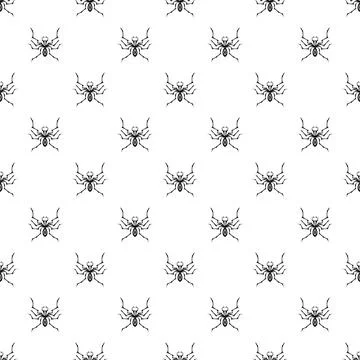 Black spider seamless pattern repeating on white background Stock Illustration