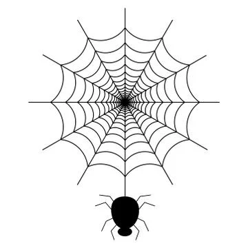 Black spider on the spider web icon Stock Illustration