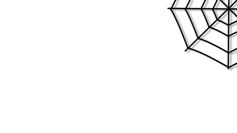 Black Spider Web Corner Graphic Animated on White Background Halloween Fram.. Stock Footage 345124677
