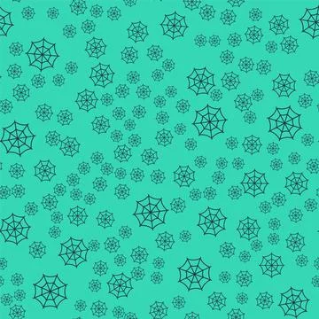 Black Spider web icon isolated seamless pattern on green background. Cobweb sign Stock Illustration