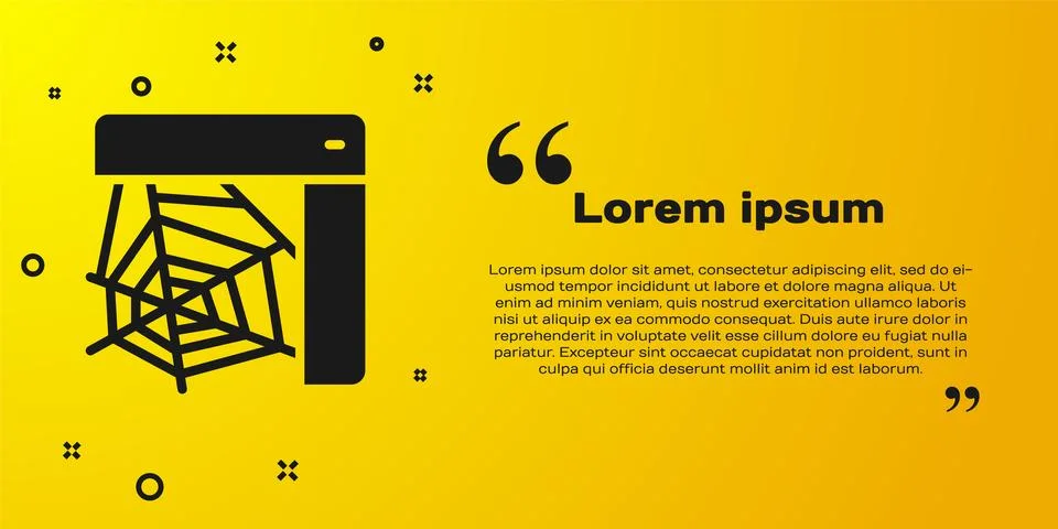 Black Spider web icon isolated on yellow background. Cobweb sign. Happy 스톡 일러스트