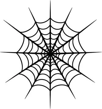 Black Spider Web Silhouette Isolated on White Background Ilustração Stock