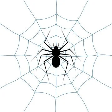 Black Spider on Web Vector Illustration Stock Illustration