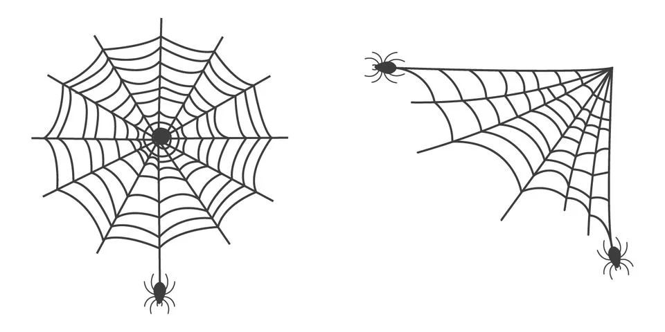 Black spider web vector illustrations for halloween party design Stock Illustration
