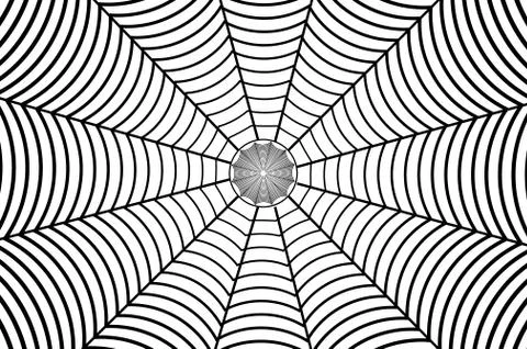 Black spider web on white background Stock Illustration