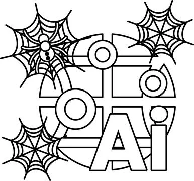 Black spider webs float around bold AI letters 스톡 일러스트
