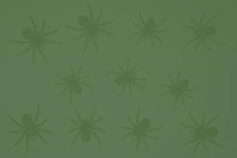 Black spiders on a green background, gradient background and silhouettes of 스톡 사진