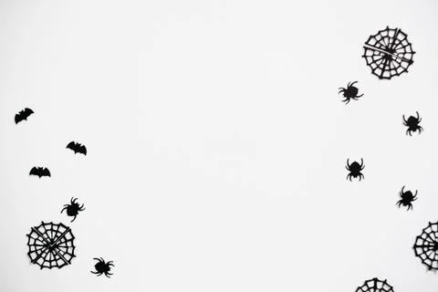 Black spiders on a white background. Illustrazione stock