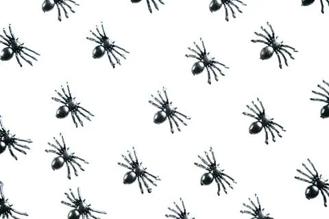 Black spiders on a white background. Illustrazione stock