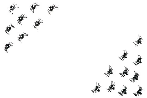 Black spiders on a white background. Illustrazione stock