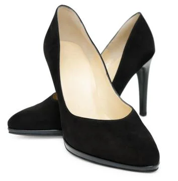 Black spike heel shoes Stock Photos