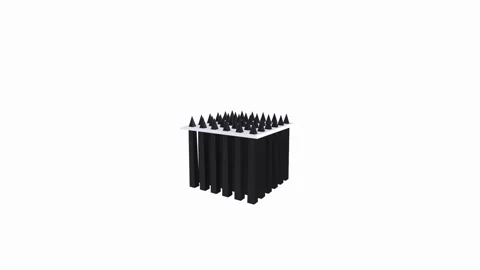 Black spiked 3D rendering with geometric shapes and unique forms Stock Footage 287986070