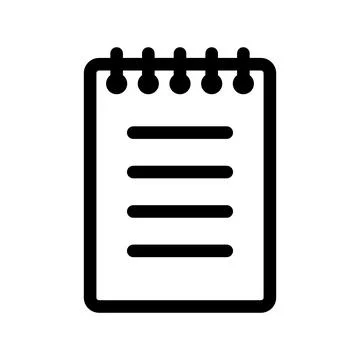 Black spiral notebook icon isolated on a transparent background Stock Illustration