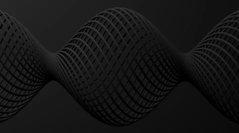 Black spirals, black background. Abstract monochrome illustration, 3d render. Stock Illustration