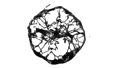 Black splash liquid bg rotate endless Stock Footage 341853560