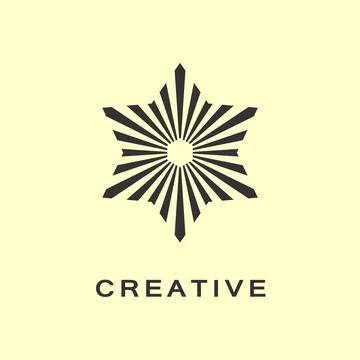 Black splash in six angulars simple flat vector design Stock Illustration