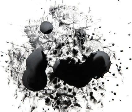 Black splashes of paint on a white background. Stock Illustration