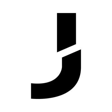 Black Split Shaped Letter J Icon Illustrazione stock