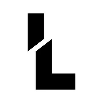 Black Split Shaped Letter L Icon Illustrazione stock