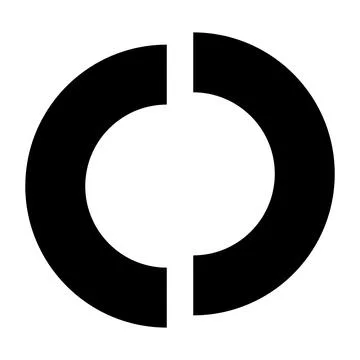 Black Split Shaped Letter O Icon Stock Illustration