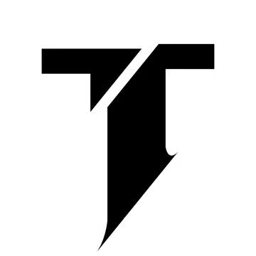 Black Split Shaped Letter T Icon Stock Illustration