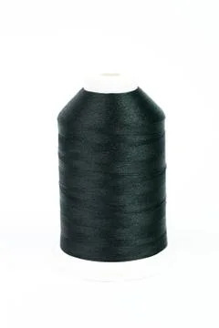 Black spool of thread on white background Stock Photos