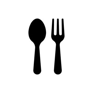 Black Spoon and fork vector icon illustration Stock Illustration