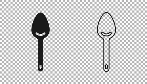 Black Spoon icon isolated on transparent background. Cooking utensil. Cutlery Illustrazione stock