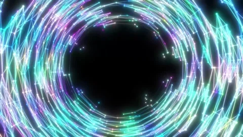 A black spot in the center of a circle of interacting geometric articulations. Stock Footage 249574979
