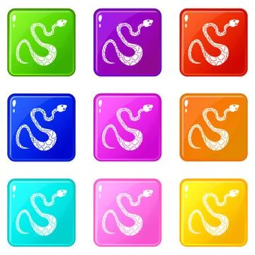 Black spotted snake icons 9 set 스톡 일러스트