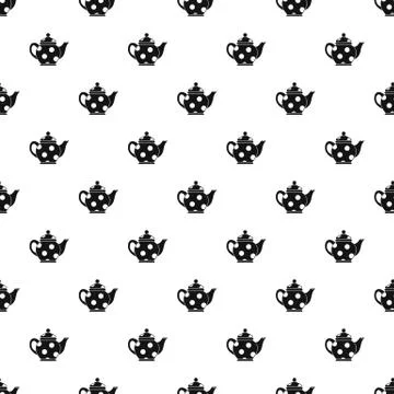 Black spotty teapot pattern, simple style Stock Illustration