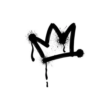 Black spray paint crown shape, vector graffiti spraying king symbol line Stock Illustration