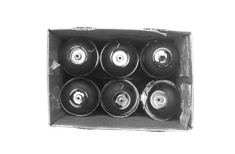 Black spraycans box 写真素材