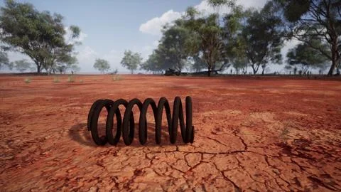 Black spring on a dirt field イラスト素材