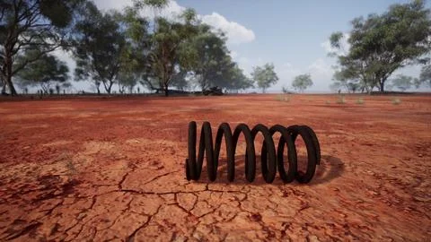 Black spring on a dirt field イラスト素材