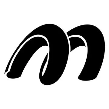 Black Spring Shaped Letter M Icon Stock Illustration