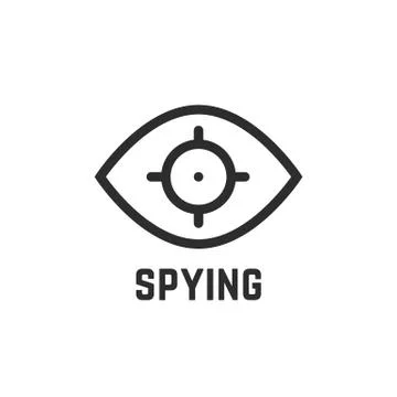 Black spying eye linear logo Stock Illustration
